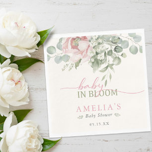 Baby in Bloom Rosa Florale Aquarell Mädchen-Party Serviette