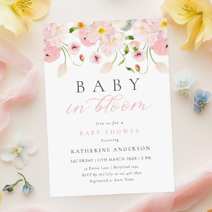 Baby In Bloom Rosa Florale Babyparty-Einladung Einladung
