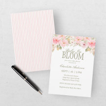 Baby In Bloom Rosa Florale Babyparty-Einladung