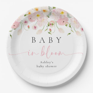Baby In Bloom Rosa Florales Babyshower Pappteller