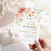 Baby in Bloom Rosa & Rote Wildblumen Dusche Einladung