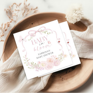 Baby In Bloom Rosa Schleife Baby Shower Servietten