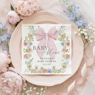 Baby in Bloom Rosa Schleife Babyparty Serviette