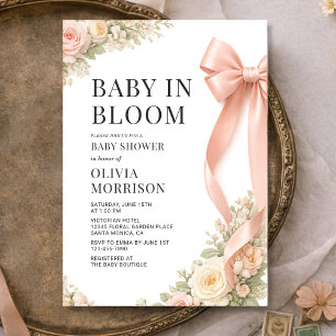 Baby In Bloom Rosa Schleife Coquette Baby Shower Einladung