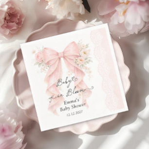 Baby in Bloom Rosa Schleife Mädchen Baby-Party Serviette
