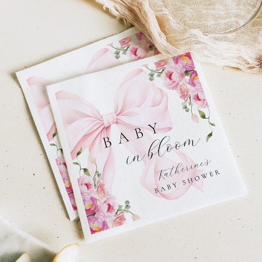 Baby in Bloom Rosa Schleife Serviette