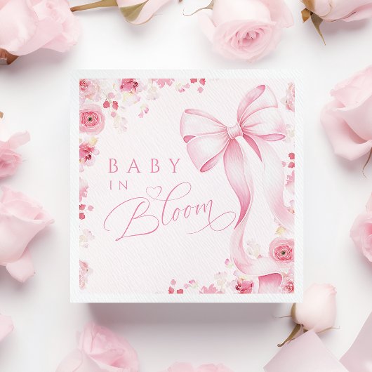 Baby in Bloom Rosa Servietten mit Schleife