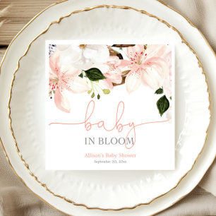 Baby in Bloom rosa, weiße Blumenlilien Serviette