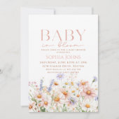 Baby in Bloom rosa Wildblume Girl Baby Dusche Einladung (Vorderseite)