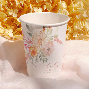 Baby In Bloom Rosafarbenes Frühlings-Babyshower Pappbecher
