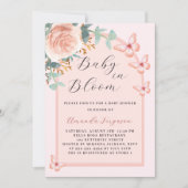Baby in Bloom Rose Schmetterling Bogen Baby Dusche Einladung (Vorderseite)