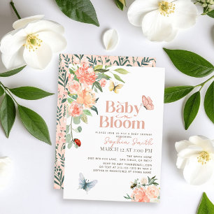 Baby in Bloom Rosen & Schmetterlinge Mädchen Baby- Einladung