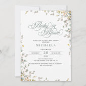 Baby in Bloom Rustic Baby Dusche Aquarell Blätter Einladung (Vorderseite)