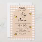 Baby in Bloom Rustic Bee Daisy Einladung (Vorderseite)