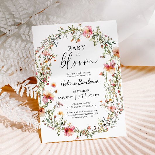 Baby in Bloom Rustic Boho Wildblume Babydusche Einladung