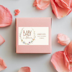 Baby in Bloom Rustic Terracotta Floral Baby Dusche Rechteckiger Aufkleber