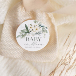 BABY IN BLOOM Rustikale Elegant Babydusche Runder Aufkleber