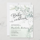 Baby in Bloom Sage Green Baby Dusche Einladung (Vorderseite)