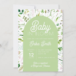 Baby in Bloom Sage Green Baby Dusche Einladung