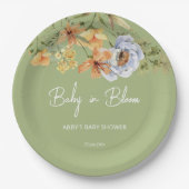 Baby in bloom sage green baby shower printed pappteller (Vorderseite)