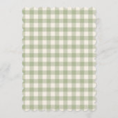 Baby in Bloom Sage Green Gingham Baby Shower Einladung (Rückseite)