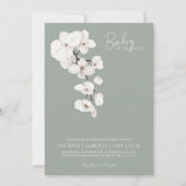 Baby in Bloom Sage Green White Orchids Baby Dusche Einladung (Vorderseite)