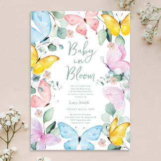 Baby in Bloom Salbeigrüne Babyparty-Einladung Einladung