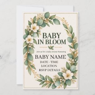 Baby in Bloom Salbeigrüne Botanik Einladung
