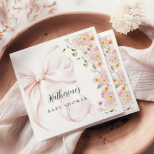 Baby In Bloom Sanfte Rosa Schleife Baby Shower Ein Serviette