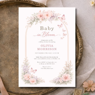 Baby in Bloom Schmetterling Florale Babyparty Einladung