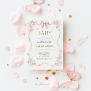 Baby in Bloom Schmetterling Wildblumen Baby Shower Einladung