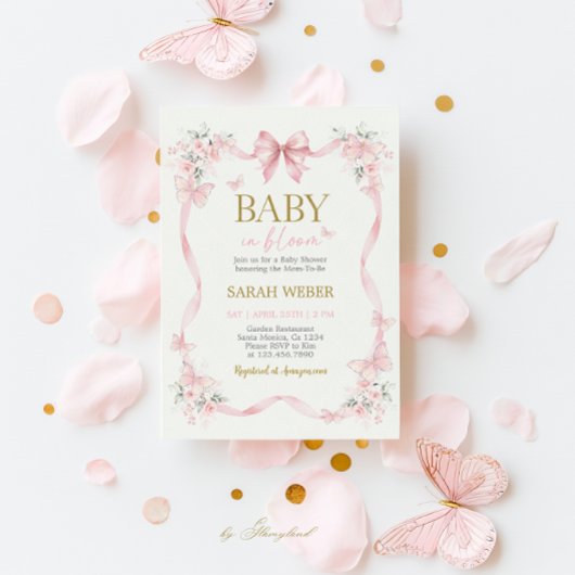 Baby in Bloom Schmetterling Wildblumen Baby Shower Einladung