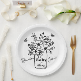 BABY IN BLOOM SCHWARZ & WEISS BABYSHOWER  PAPPTELLER