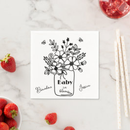 BABY IN BLOOM SCHWARZ & WEISS BABYSHOWER  SERVIETTE