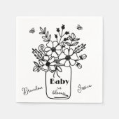 BABY IN BLOOM SCHWARZ & WEISS BABYSHOWER SERVIETTE (Vorderseite)