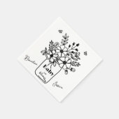 BABY IN BLOOM SCHWARZ & WEISS BABYSHOWER SERVIETTE (Ecke)