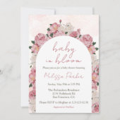 Baby in Bloom Script Rosa Bloral Baby Dusche Einladung (Vorderseite)