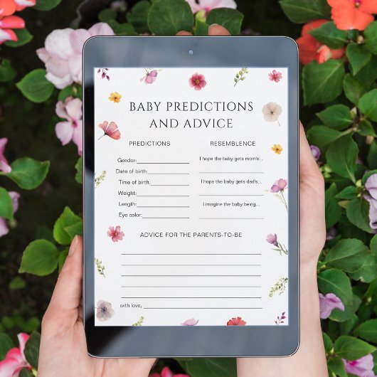 Baby in Bloom Shower Baby Predictions Spielkarte Einladung