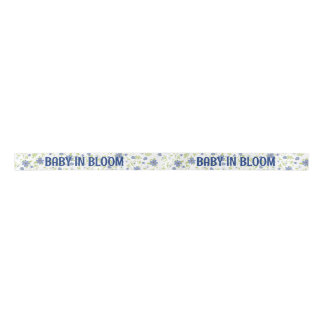 Baby in Bloom Shower Blue Vintage Flowers Boy Satinband