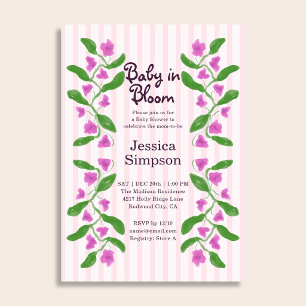 Baby in Bloom Shower Süße rosa Art Nouveau Blumen Einladung