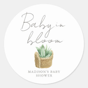 Baby in Bloom Simple Succulent Baby Dusche Runder Aufkleber