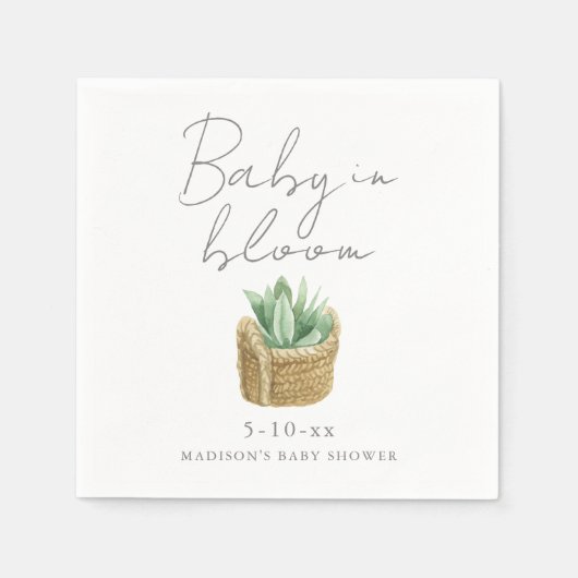 Baby in Bloom Simple Succulent Baby Dusche Serviette (Vorderseite)