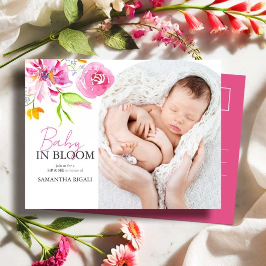 Baby in Bloom Sip und sehen Einladung