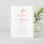 Baby in Bloom Soft Pink Baby Dusche Einladung (Stehend Vorderseite)