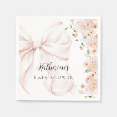 Baby in Bloom Soft Pink Bow Kinderdusche Einladung Serviette (Vorderseite)
