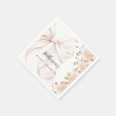 Baby in Bloom Soft Pink Bow Kinderdusche Einladung Serviette (Ecke)
