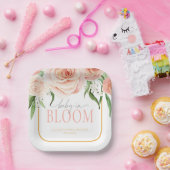 Baby In Bloom Soft Pink Rose Garden Baby Shower Pappteller (Party)
