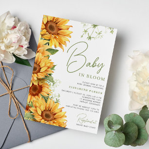 Baby in Bloom Sonnenblume elegante Babyparty Einladung