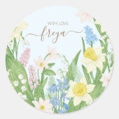 Baby in Bloom Spring Easter Baby Dusche Runder Aufkleber (Vorderseite)