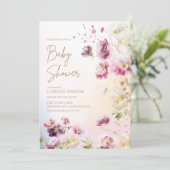 Baby in Bloom Spring Floral Baby Dusche Einladung (Stehend Vorderseite)